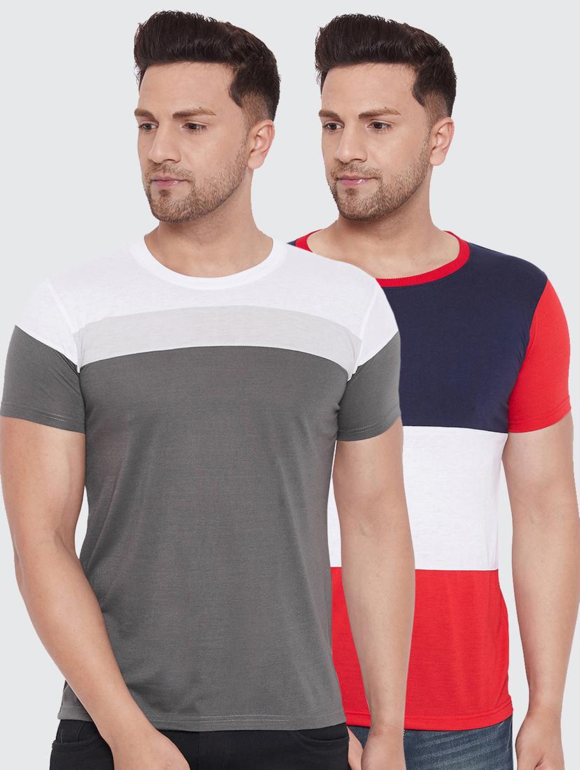 set of 2 multi colored color block t-shirts - 17780041 - Zoom Image - 0