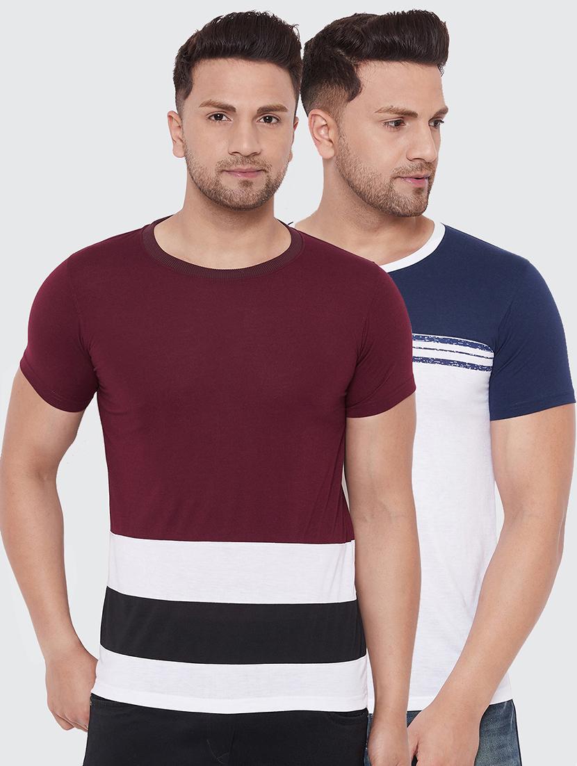 set of 2 multi colored color block t-shirts - 17780045 - Zoom Image - 0