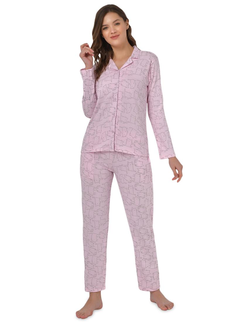 pink printed pyjama nightwear set - 17780729 -  Zoom Image - 0