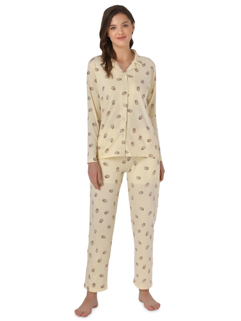 yellow printed pyjama nightwear set - 17780733 -  Zoom Image - 0