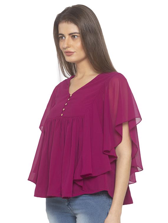 bell sleeved solid top - 17780753 -  Zoom Image - 0