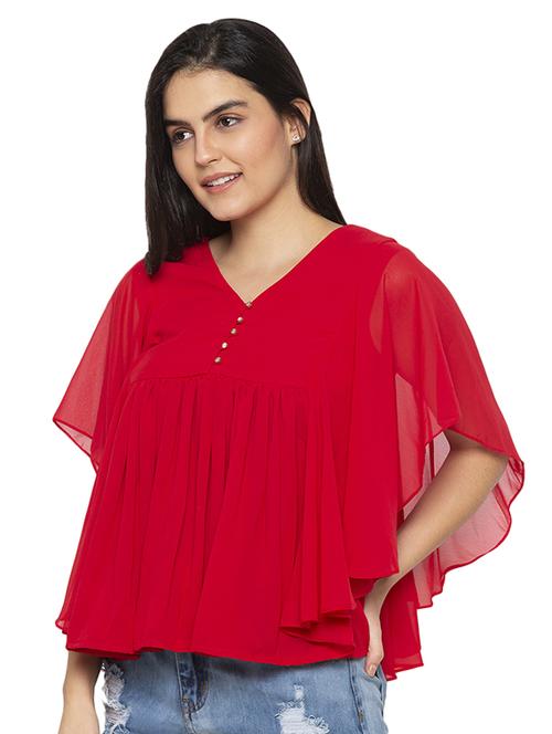 v-neck solid ruffle top - 17780755 -  Standard Image - 0