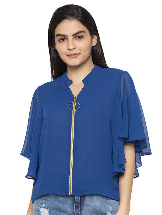 bell sleeved solid top - 17780767 - Zoom Image - 0