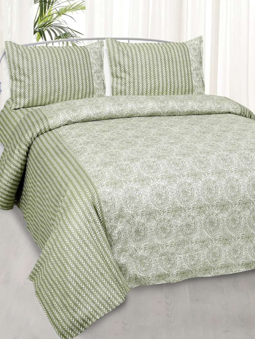 amazing green sunflower pure cotton king size double bedsheet