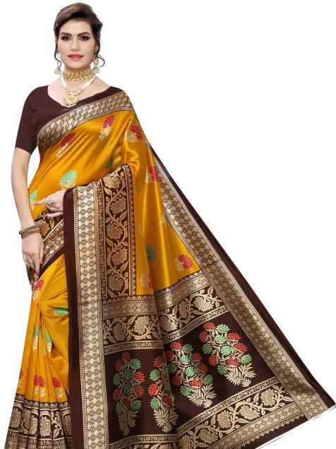 yellow linen saree - 17780955 - Zoom Image - 0