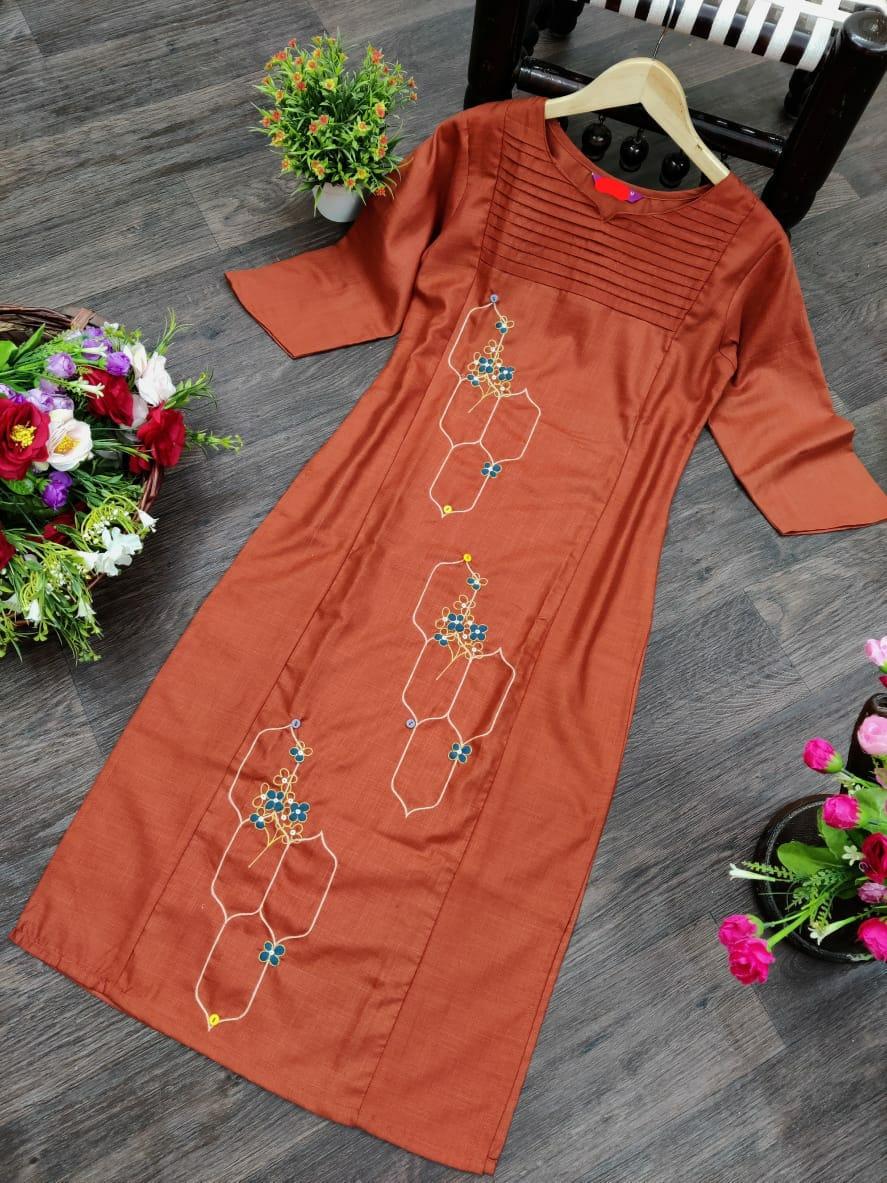orange cotton kurta - 17781972 - Zoom Image - 0