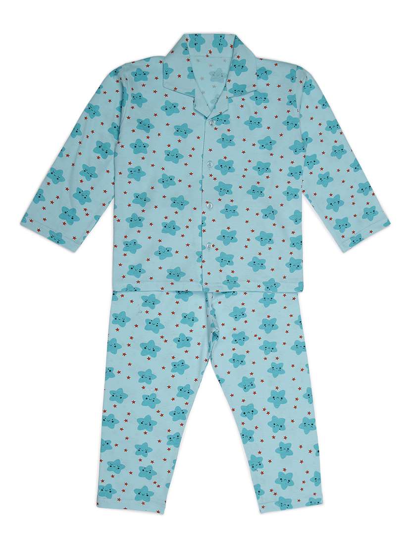 blue printed pyjama set nightwear - 17781974 -  Zoom Image - 0