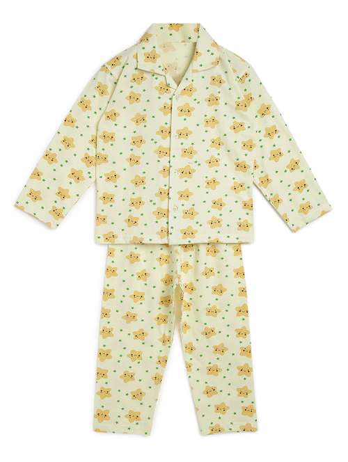 yellow printed pyjama set nightwear - 17781975 - Standard Image - 0