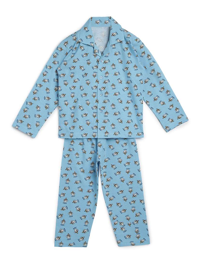 blue printed pyjama set nightwear - 17781980 - Zoom Image - 0