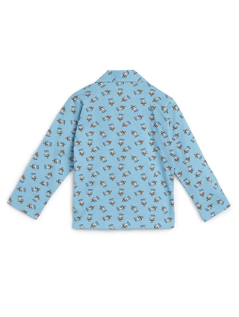 blue printed pyjama set nightwear - 17781980 - Standard Image - 3