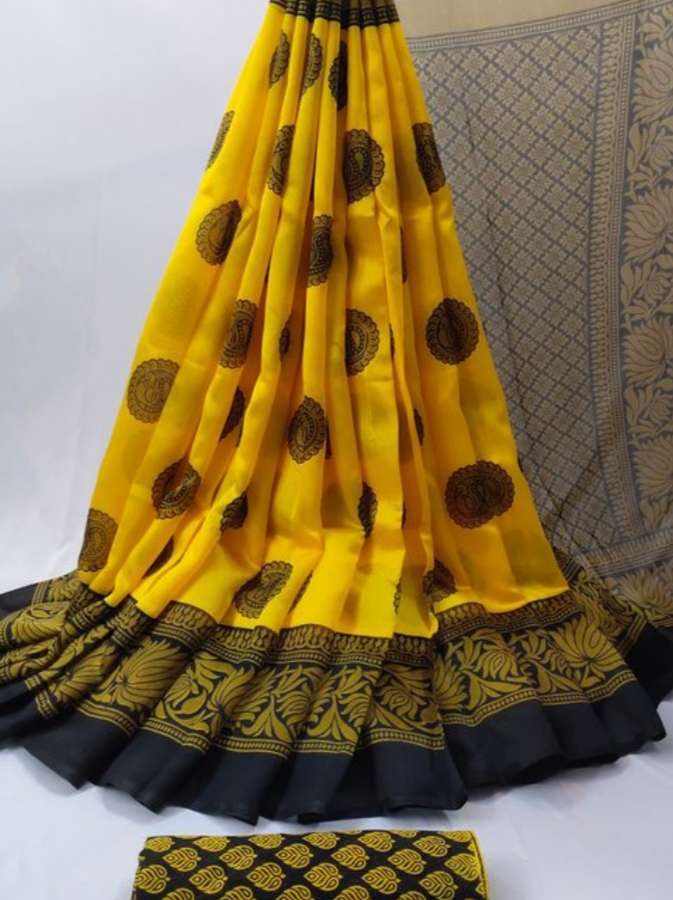 yellow cotton saree - 17782017 - Zoom Image - 0