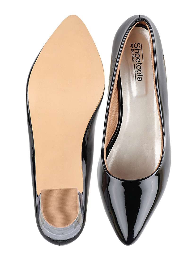 black synthetic slip on pumps - 17782432 -  Standard Image - 3