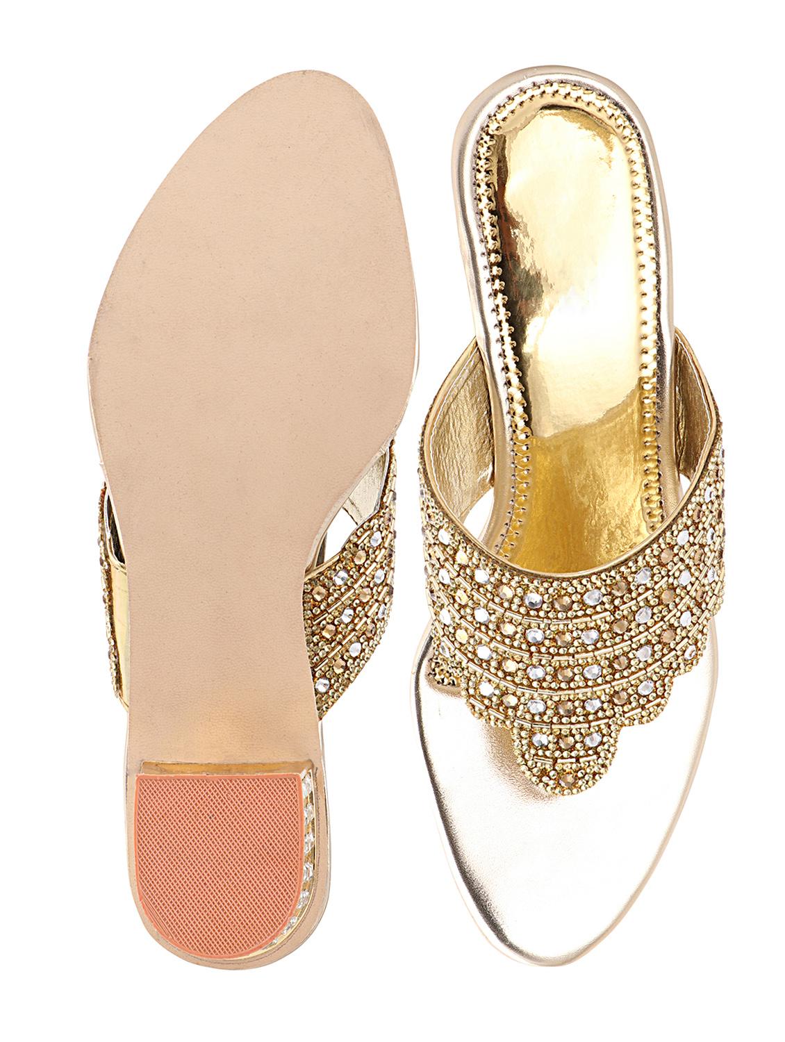 gold synthetic toe separator sandals - 17782453 - Standard Image - 3