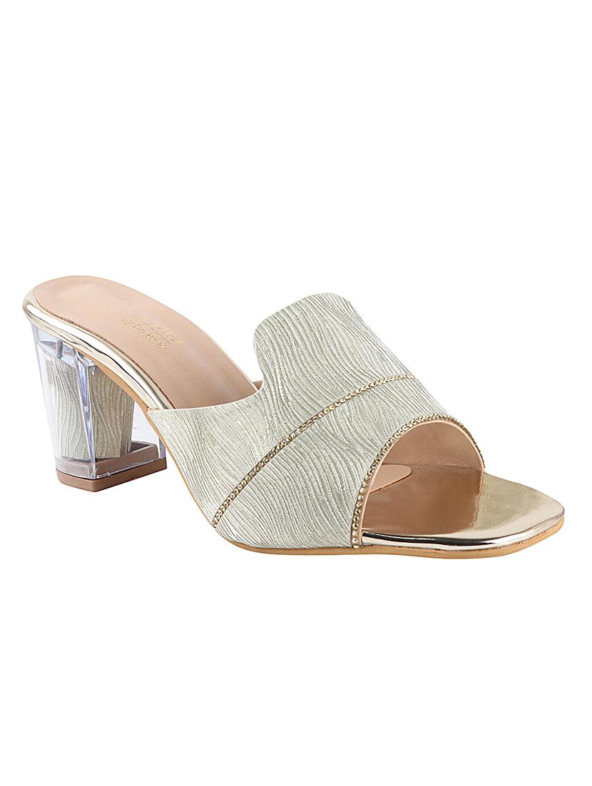 silver leatherette slip on sandals - 17782455 - Zoom Image - 0