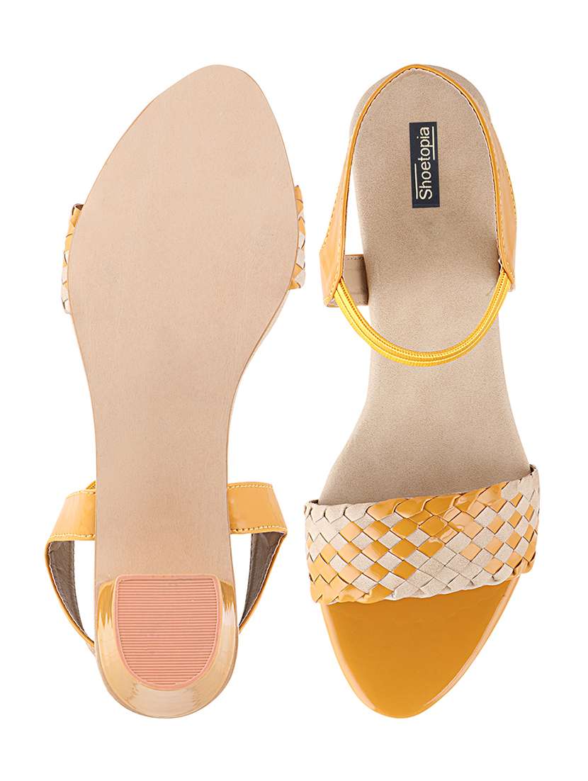 yellow synthetic back strap sandals - 17782472 -  Standard Image - 3