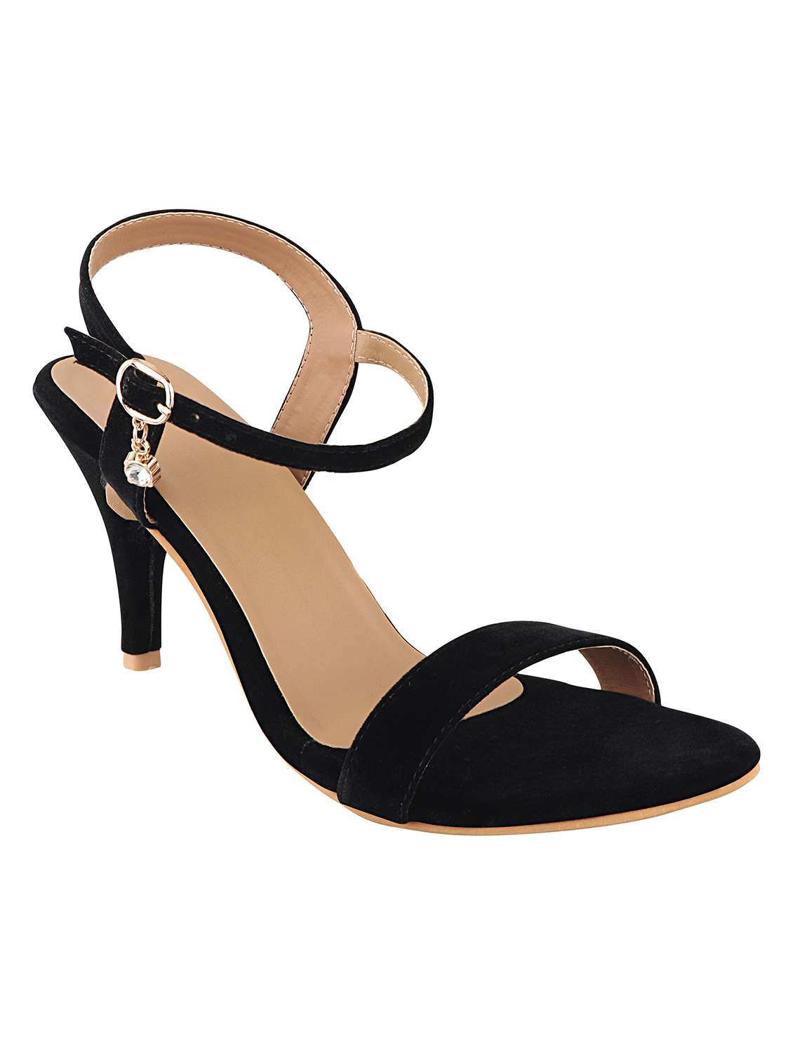 black synthetic ankle strap sandals - 17782495 -  Zoom Image - 0