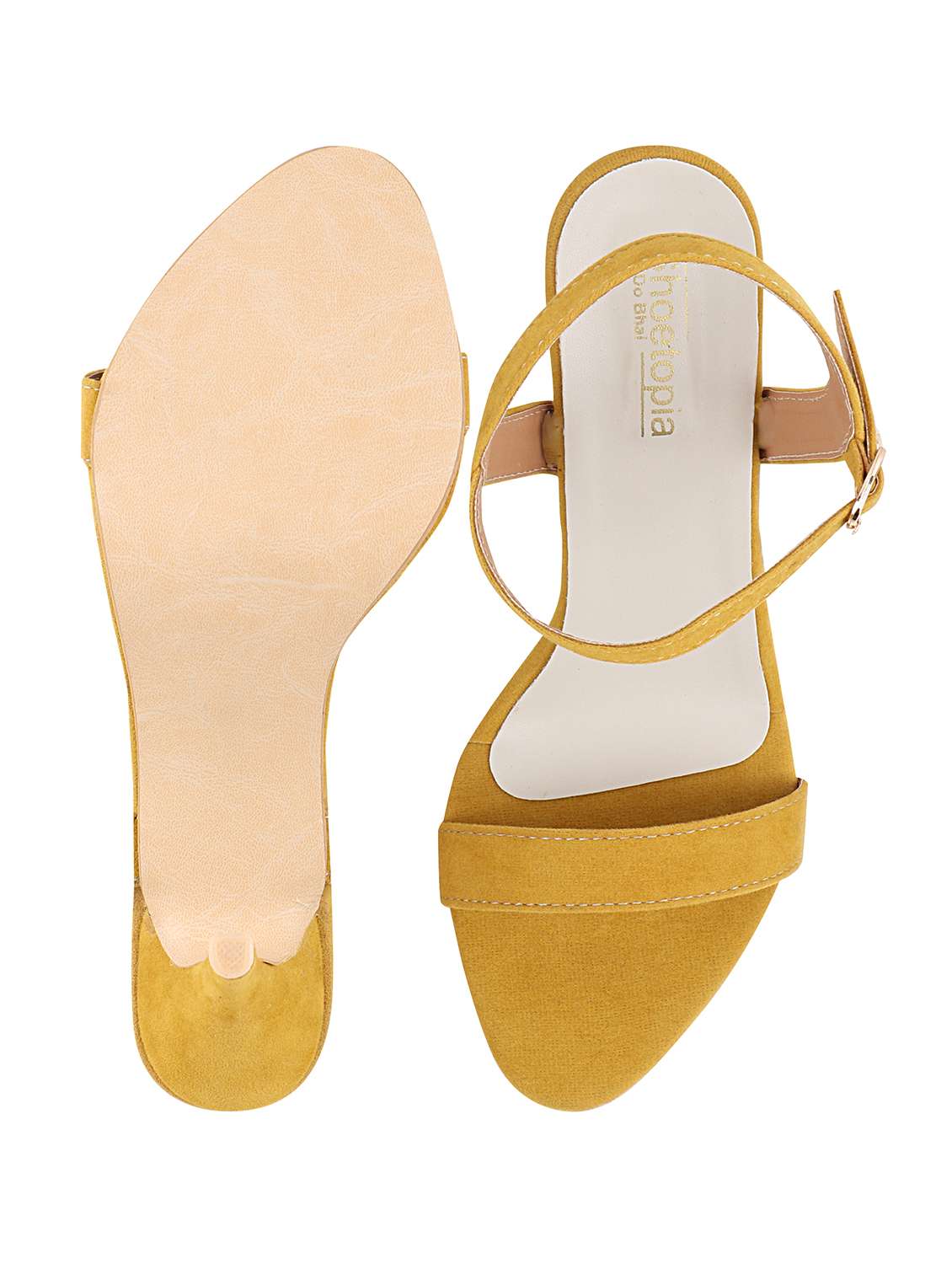 yellow synthetic ankle strap sandals - 17782499 - Standard Image - 3