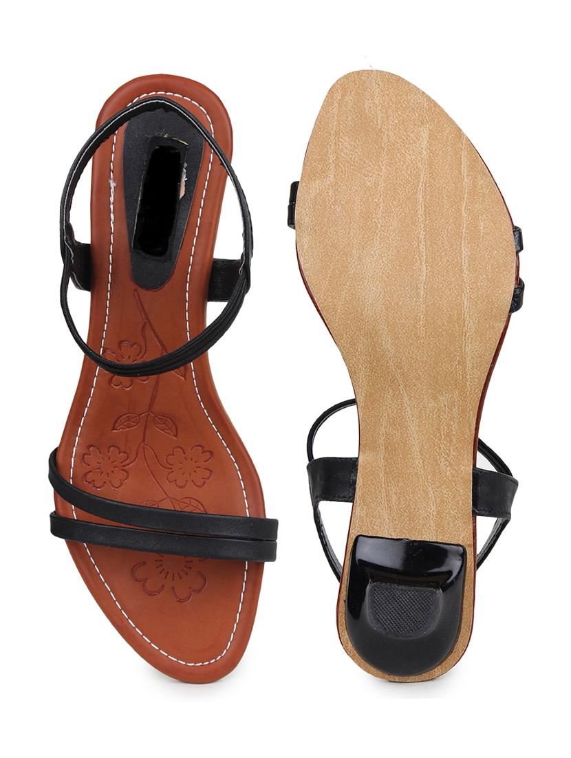 black synthetic back strap sandals - 17782510 - Standard Image - 3