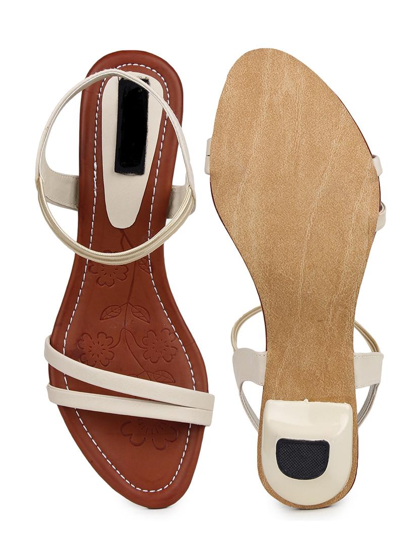 beige synthetic back strap sandals - 17782511 - Standard Image - 3