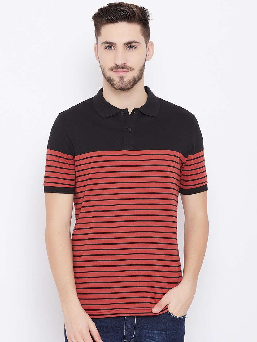black striped polo t-shirt