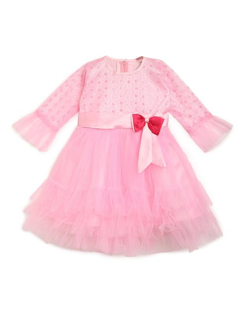 girls round neck bell sleeve frock - 17784100 - Standard Image - 0
