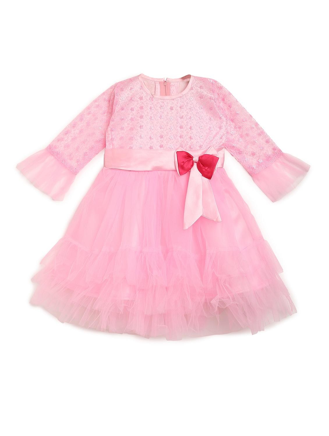 girls round neck bell sleeve frock - 17784100 - Zoom Image - 0