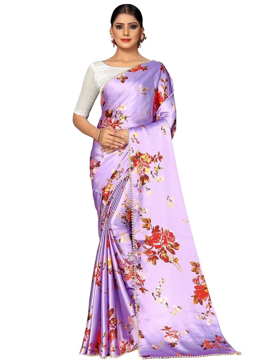 floral printed saree with blouse - 17784236 - Zoom Image - 0