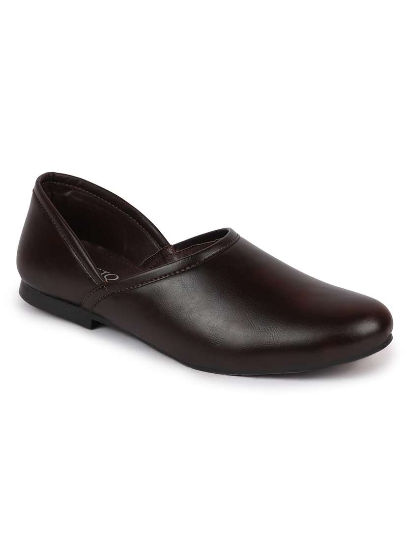 brown pu slip on jutis