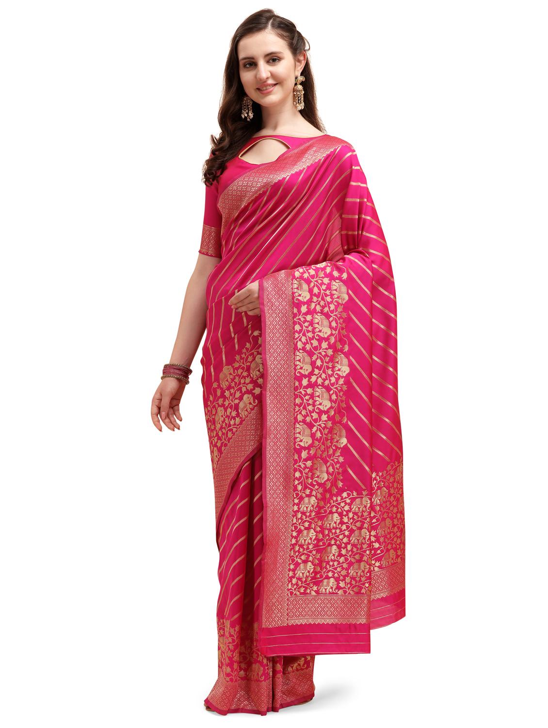 women's self design pink colored saree - 17784736 -  Zoom Image - 0