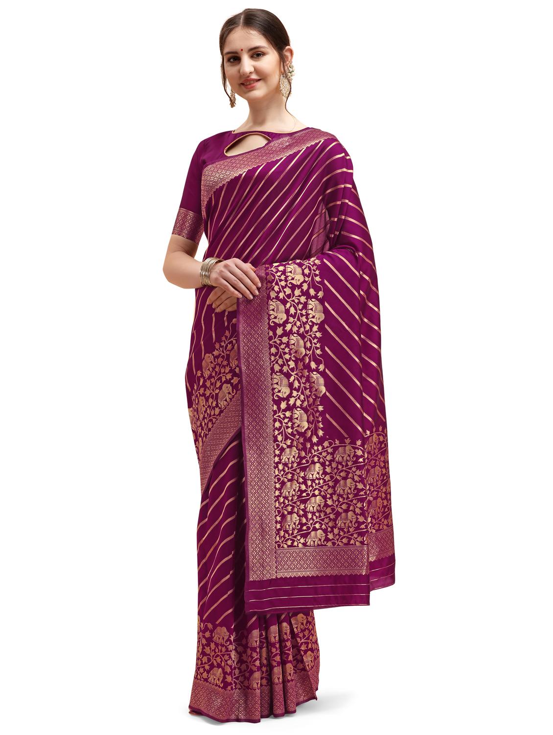 jacquard banarasi saree with blouse - 17784743 - Zoom Image - 0
