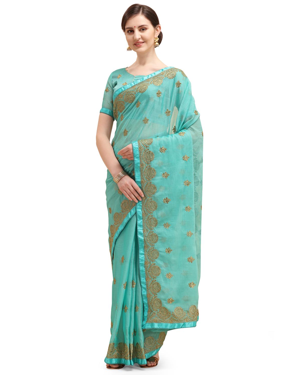 women's embroidered saree with blouse - 17784747 - Zoom Image - 0