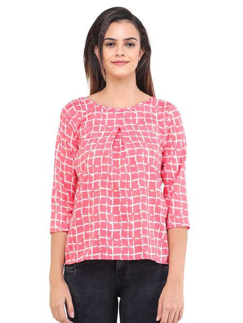 women's straight round neck top - 17784893 - Standard Image - 0