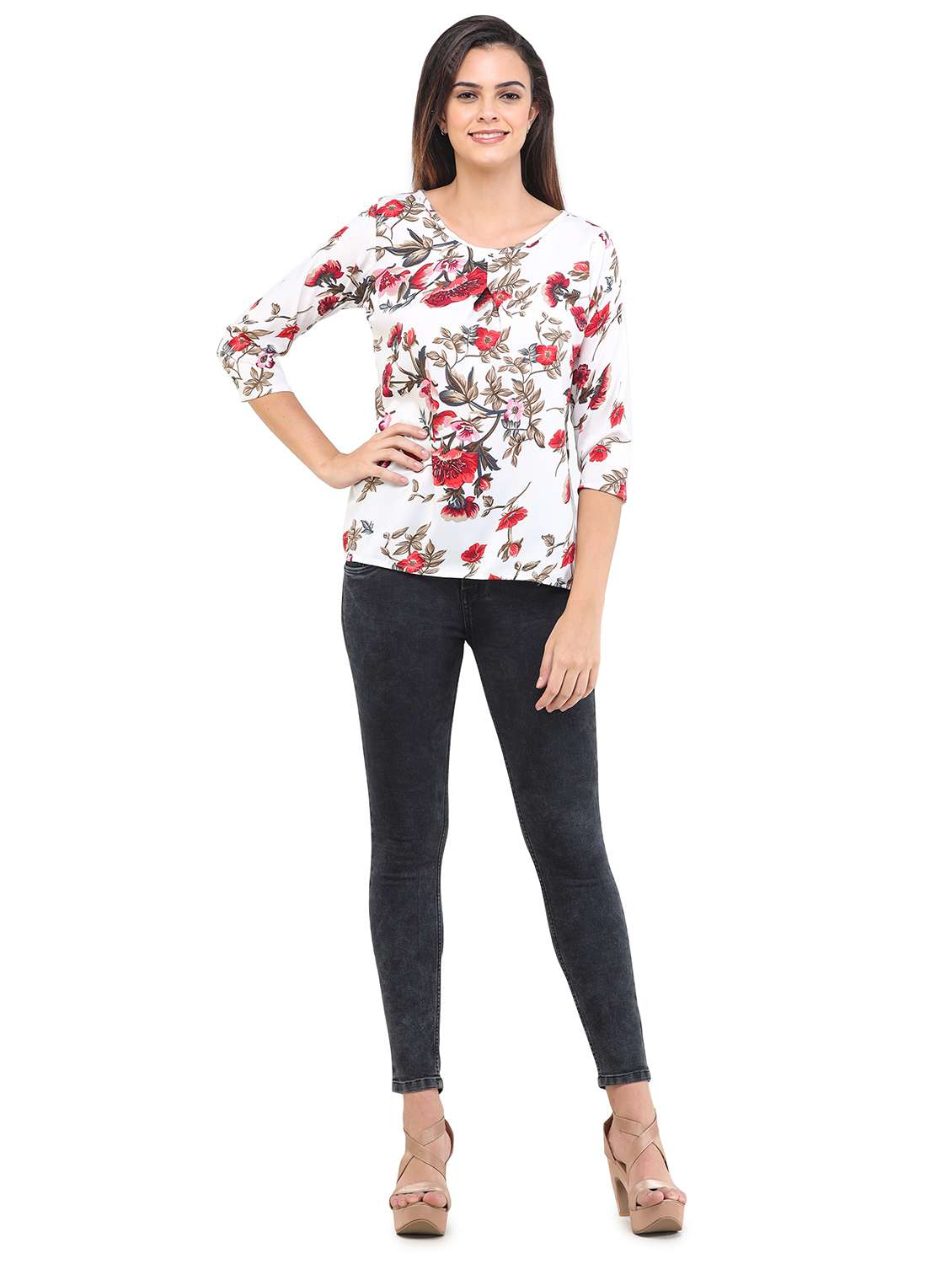 women's a line round neck top - 17784894 -  Standard Image - 3