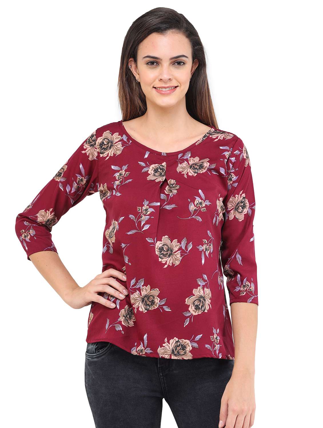 women's a line round neck top
