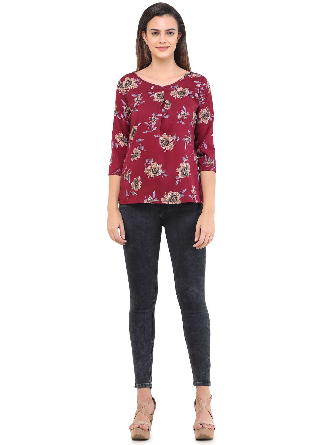 women's a line round neck top - 17784895 -  Standard Image - 3