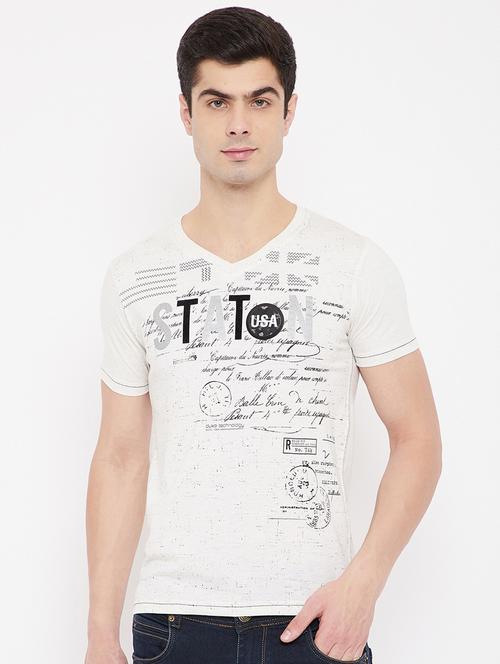 cream printed t-shirt - 17784938 - Standard Image - 0