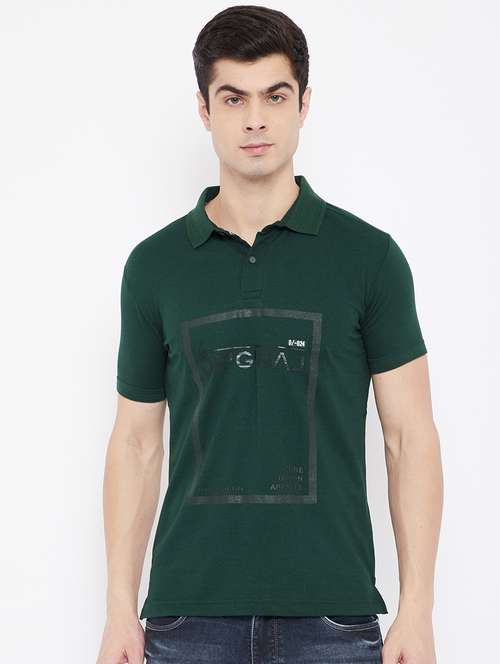 green printed polo t-shirt - 17784942 - Standard Image - 0