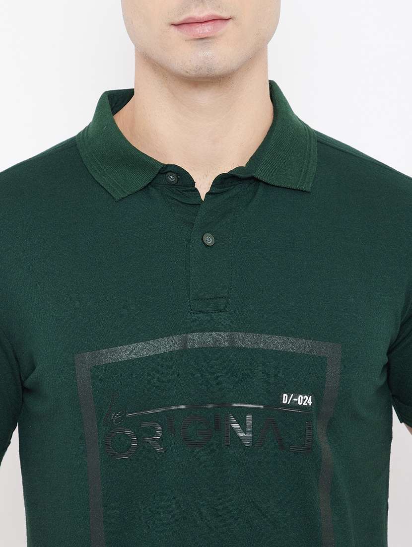 green printed polo t-shirt - 17784942 - Standard Image - 3