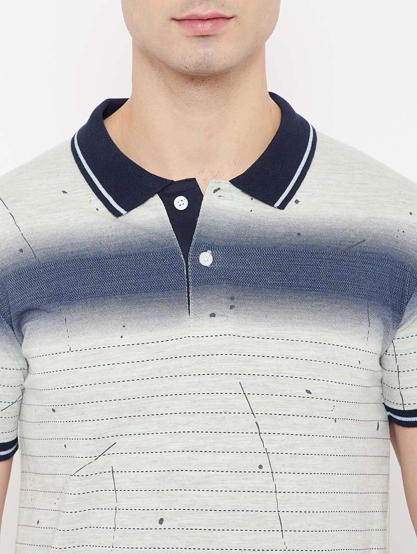 grey striped polo t-shirt - 17784947 -  Standard Image - 3