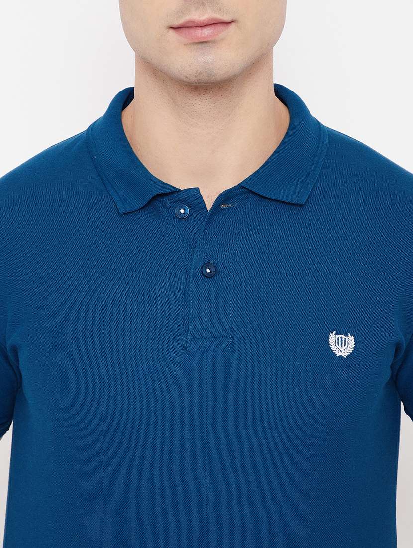 blue solid polo t-shirt - 17784949 - Standard Image - 3