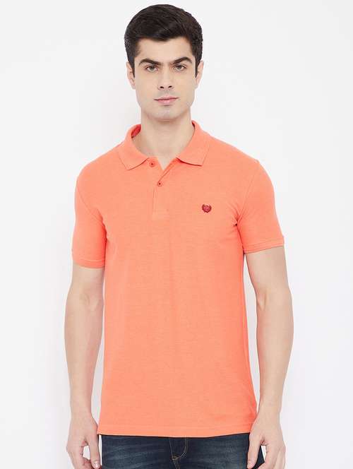 orange solid polo t-shirt - 17784952 - Standard Image - 0