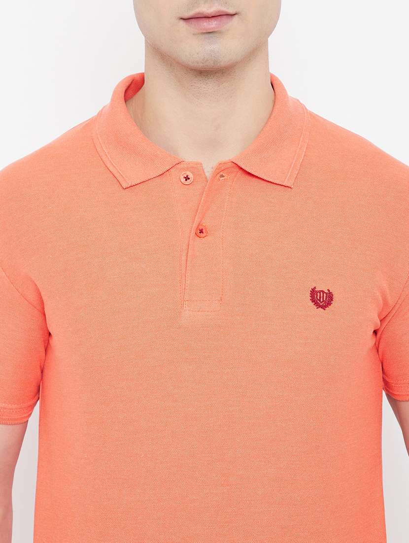 orange solid polo t-shirt - 17784952 - Standard Image - 3
