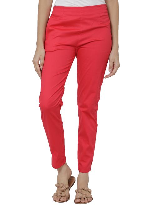 red solid tapered pant - 17785149 - Standard Image - 0