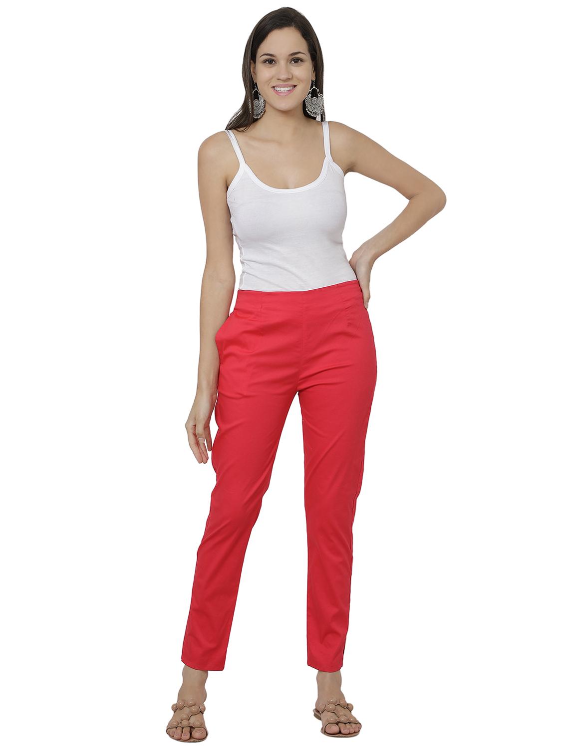 red solid tapered pant - 17785149 - Standard Image - 3