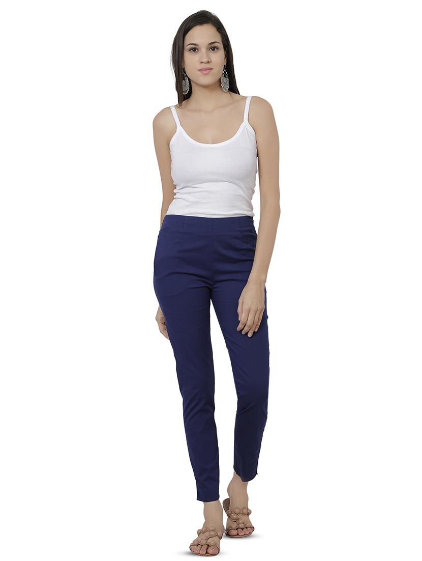 blue cotton tapered pant - 17785152 - Standard Image - 3