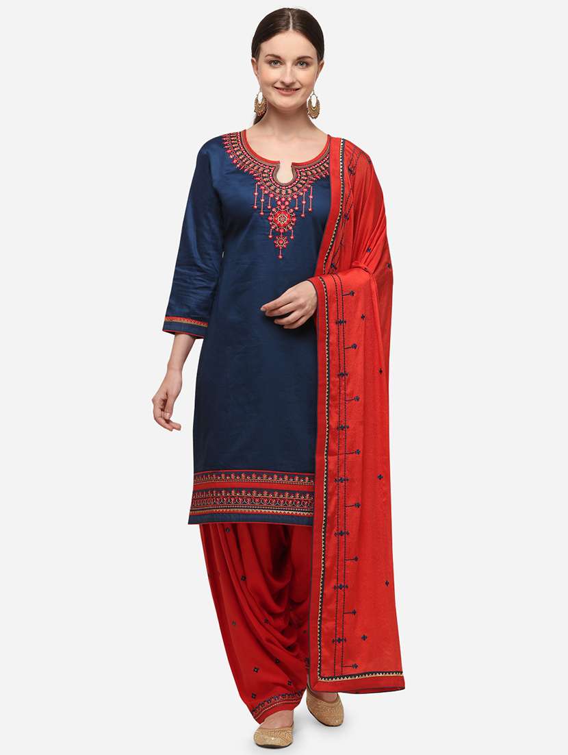 blue patiyala unstitched suit