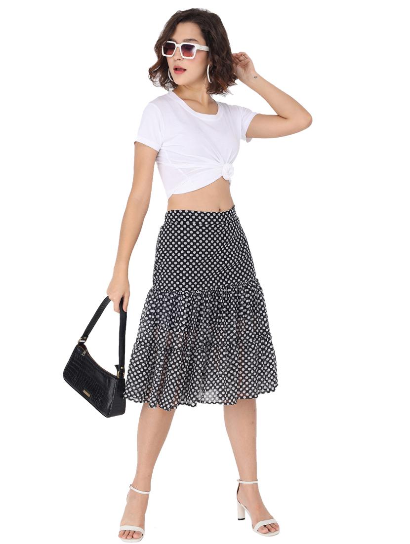 high rise polka dot flared skirt - 17785539 - Standard Image - 3