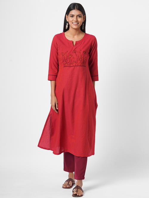 solid a-line kurta - 17785744 - Standard Image - 0