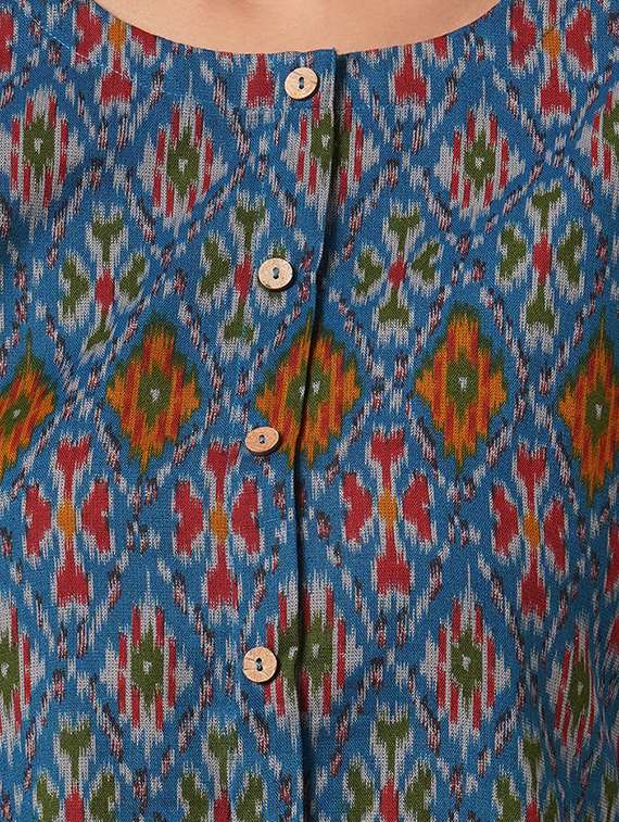 ikat printed straight kurta - 17785769 - Standard Image - 3