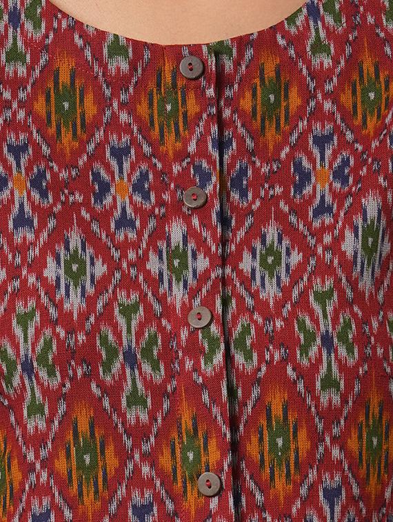 ikat printed straight kurta - 17785771 - Standard Image - 3